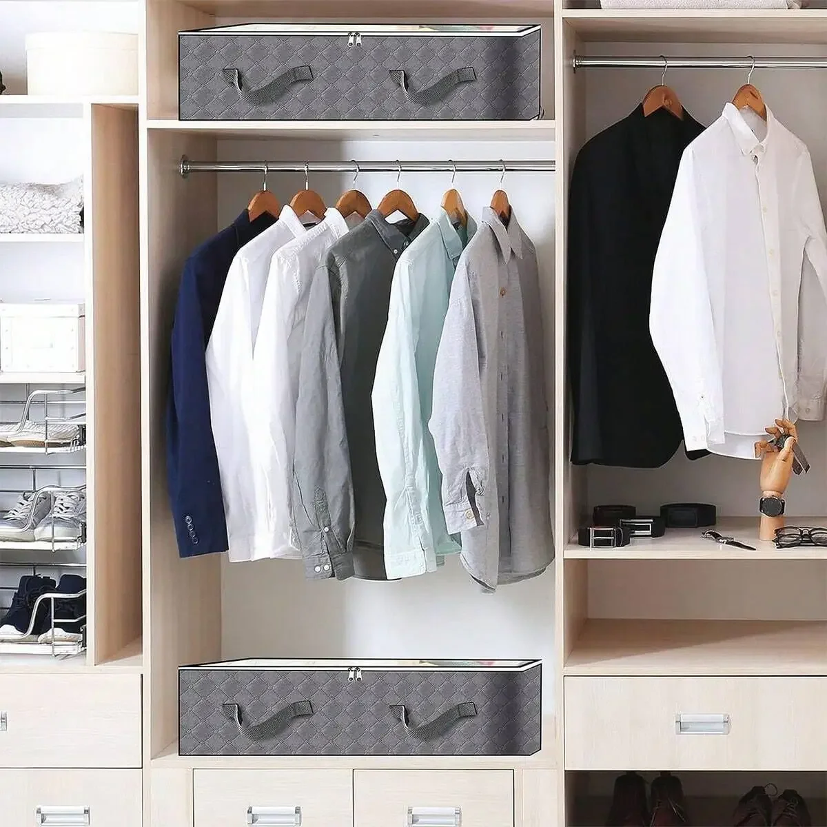 Clothes Storage with Lids, Foldable Blanket Storage Bins