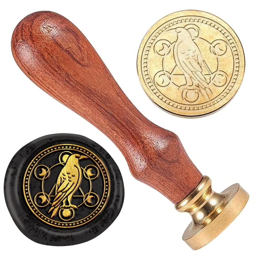 Crow Wax Seal Stamp with Wooden Handle