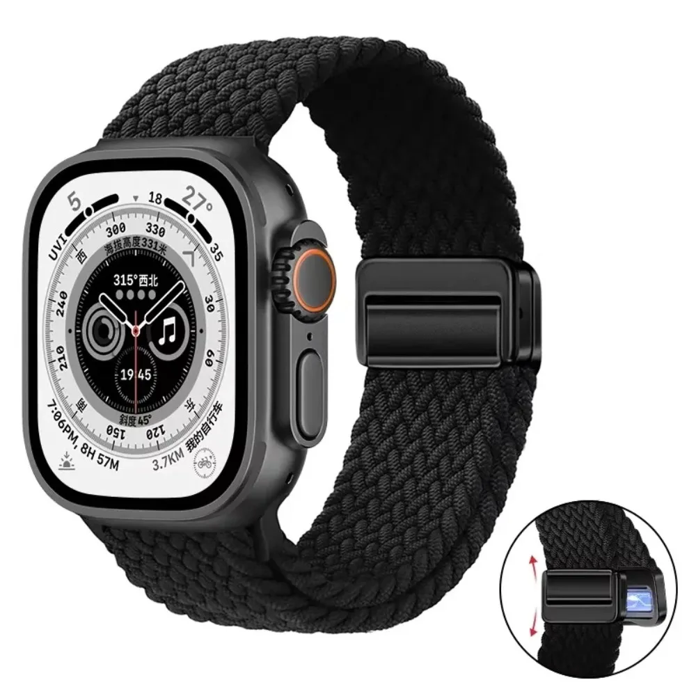 Breathable Nylon Braided Strap for Apple Watch - Adjustable Wristband
