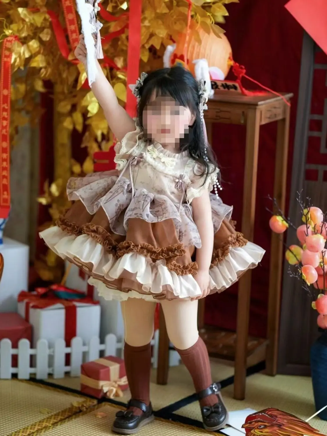 

Summer Backless Lolita Ball Gown Lace Dress Girls Kids Princess Floral Fly sleeve Skirts Birthday Party Childrens Gauze Clothing