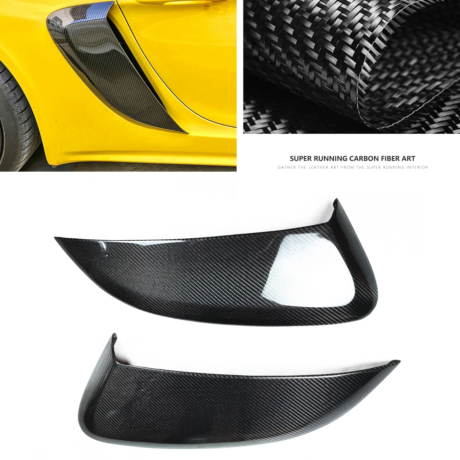 

For Porsche 718 Boxster Cayman 2016-2020 Front Side Air Vent Intake Cover Trim Real Carbon Fiber Fender Skirt Splitter Canards