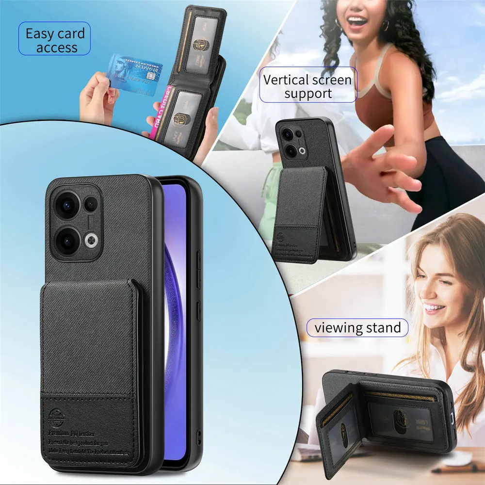 Luxury Leather RFID Card Flip Case with Protective Bumper