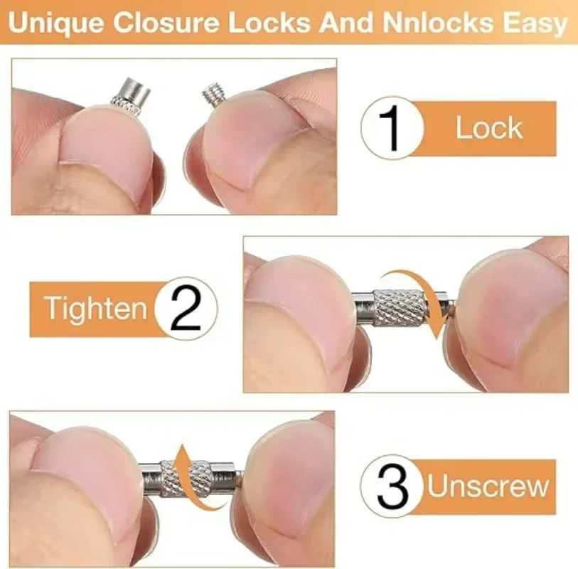 Metal Keychain Tag Ropes Stainless Steel Wire Cable Loop Screw Lock Gadget Ring Key Keyring Circle Camp Hanging Tool Hardware metal keychain