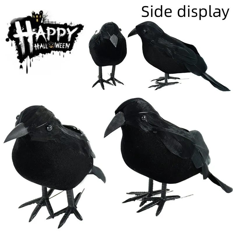 

Small Halloween Black Crow Model Realistic Plastic Statue Eye-catching Simulation Fake Bird Compact Home Decoration Lightweight