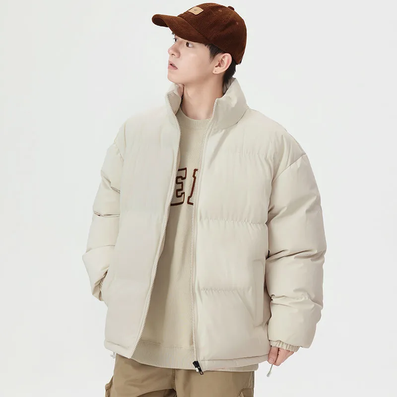 2024 New Winter Men's Parkas Korean Fashion Stand Collar Thick Warm Puffer Jacket Casual Windbreaker Thermal Padded Coat
