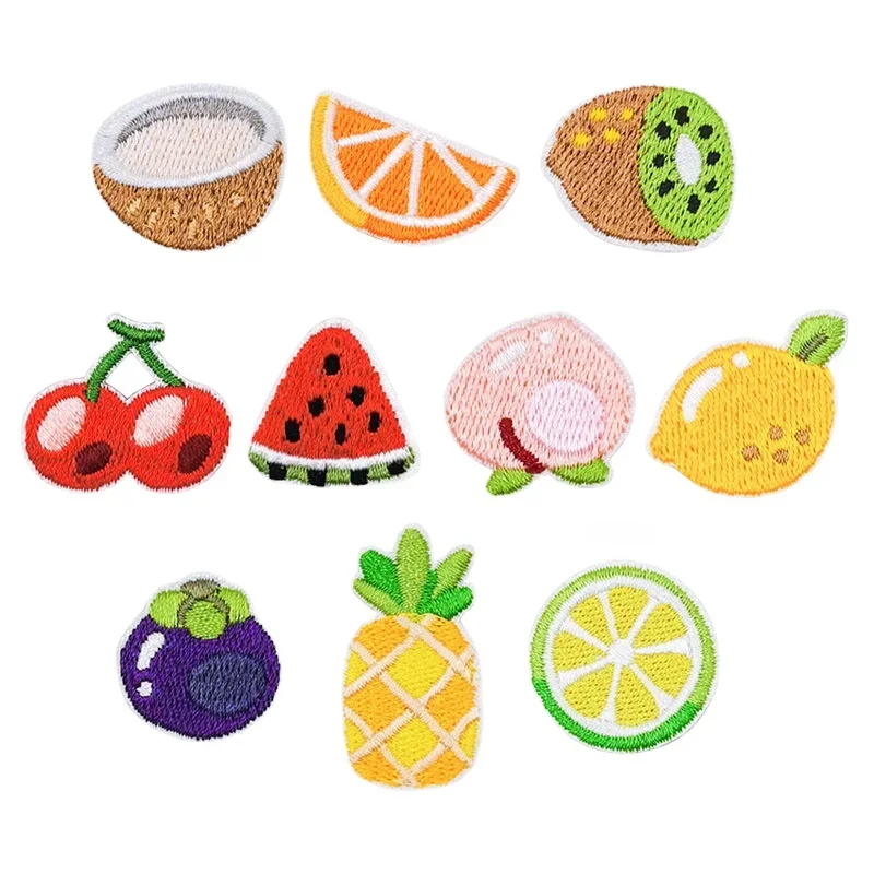 

200pcs/Lot Stick-on Mini Embroidery Patch Fruit Grape Lemon Watermelon Pineapple Cherry Peach Coconut Shirt Clothing Decoration