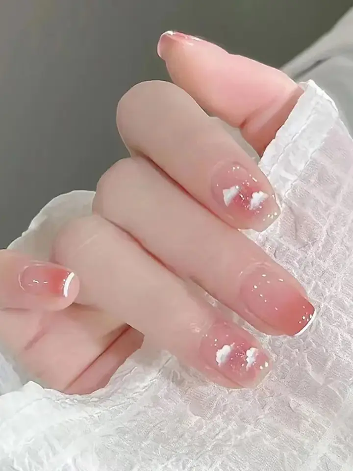 Pink Blush Cloud Press On Artificial Nails
