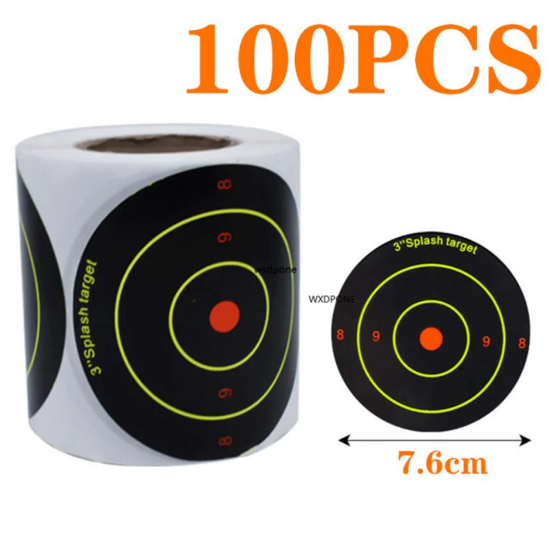 100 Vel Sticker Doelen Splatter Splash Amp Reactieve Per Rol 7.50Cm Zelfklevende Kleuren Impact Schieten (Kogel eye)