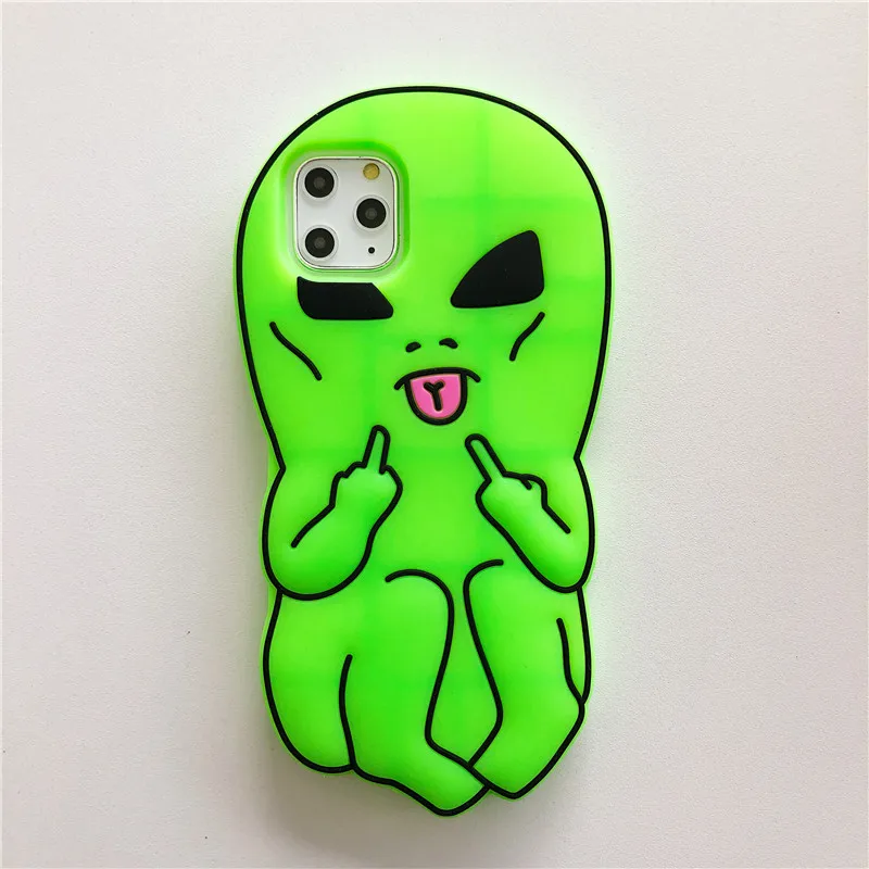 Funny Cartoon Swag Alien Phone Case for iPhone 17 Pro Max/16/15 Pro/14/13 Soft Silicone Rubber Funda 17 Pro/16 Pro