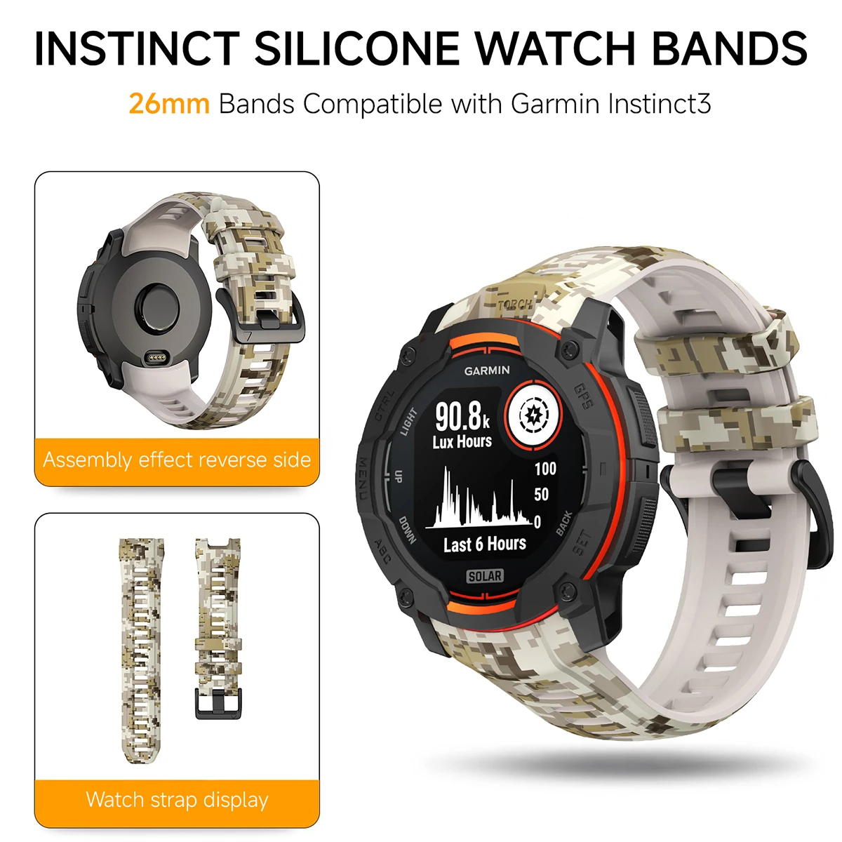Eco-Friendly Camouflage Printed Silicone Watch Strap (22/26mm)