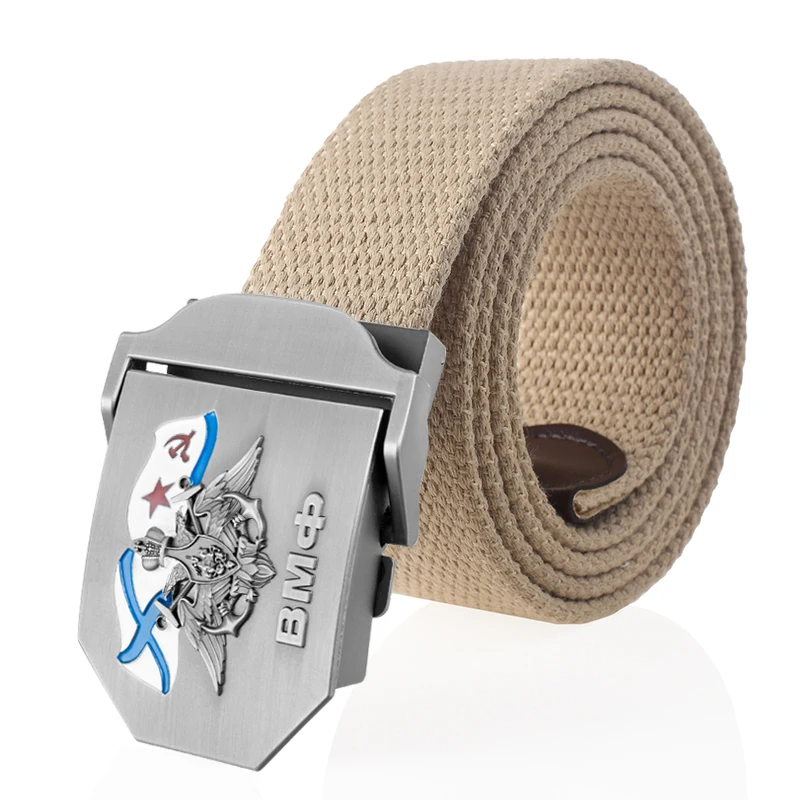 SupSindy Männer Frauen Canvas Gürtel 3D Russische Marine Metallschnalle Jeans Bund UdSSR ВМФ Militärsoldaten Taktische Gürtel Männlicher Riemen – Detail 6