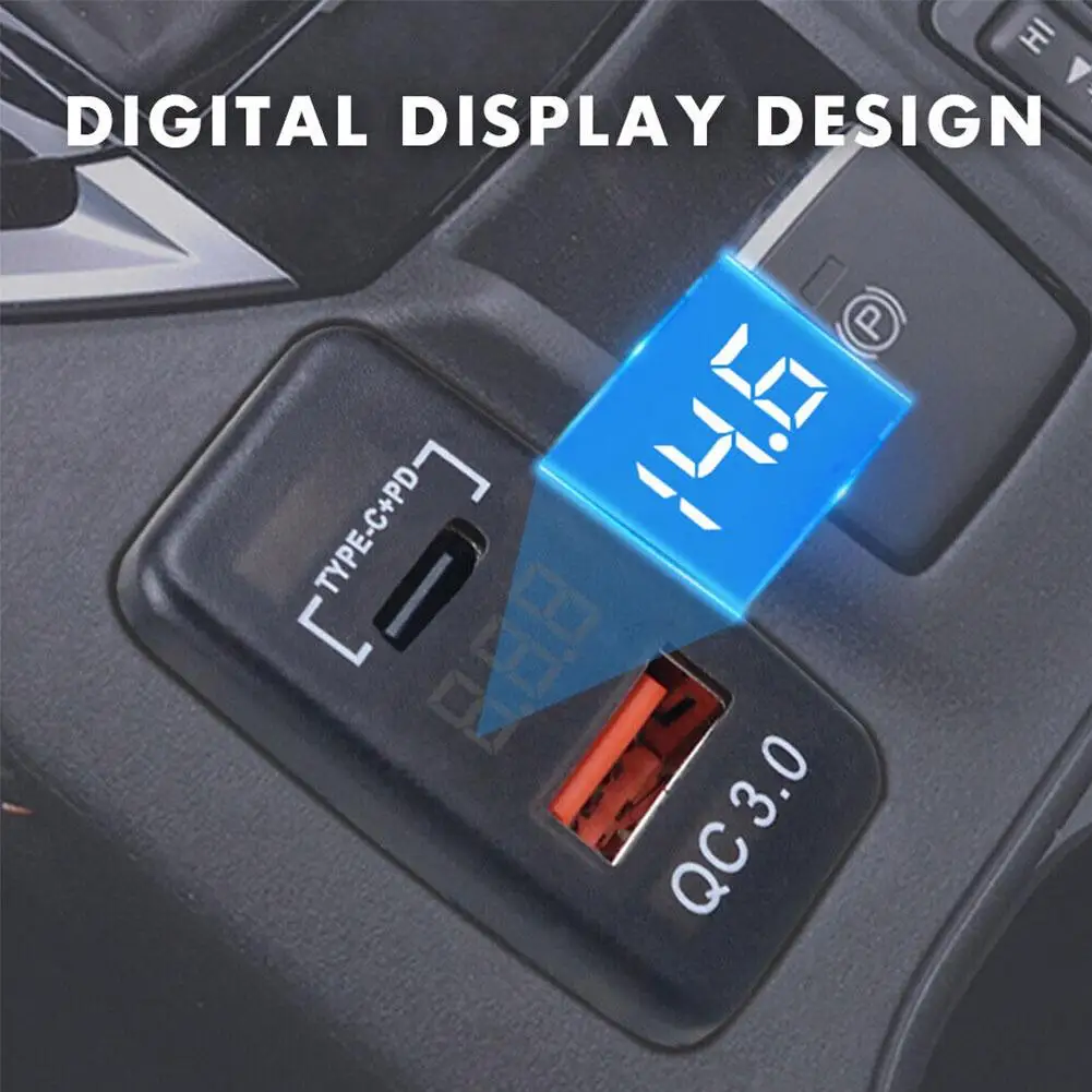 

12V Car Charger USB C PD Ports Phone Quick Charge QC3.0 Auto Adapter Phone Car Cigarette Lighter Socket Charger for Toyota E8K0