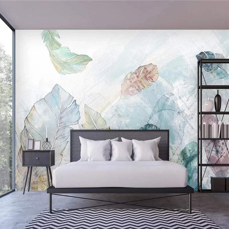 Photo Wallpapers European Watercolor Abstract Line Art Leaves Large Mural Living Room Sofa Home Decor Wall Covering Wall Paper