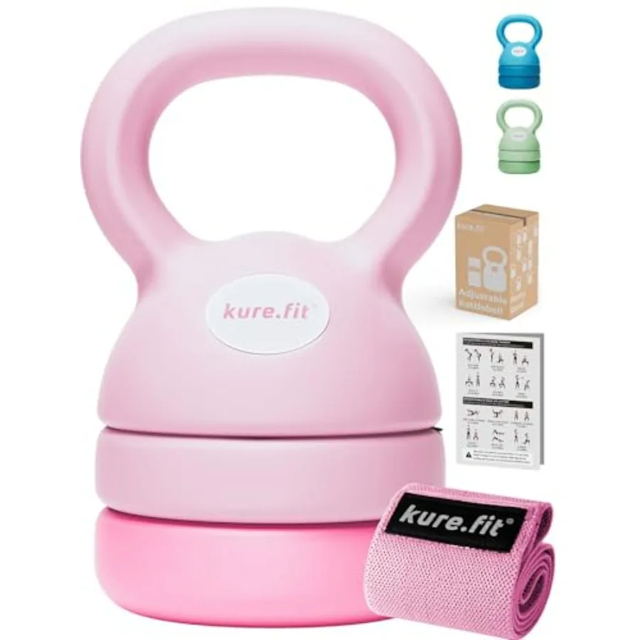 Pink Kettlebell 5-12lb & Gray Weights Set 1lb Bundle | Home Gym