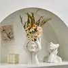 Nordic Abstract Face Makeup Brush Holder Organizer Plastic Cosmetic Brush Cup Pen Holder Flower Vase for Vanity Desk Home Decor 5