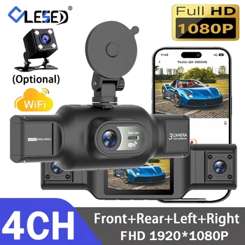 Dash Cam a 4 Telecamere, DVR per Auto con WiFi, Registratore Video HD 1080P, 4 Canali, Visione Anteriore e Posteriore, Visione Notturna, Scatola Nera DVR per la Sicurezza del Veicolo