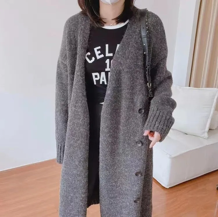 

Lazy Big Sweater Autumn Winter Soft Waxy Loose Long-Sleeved Sweater In Long Cardigan Coat Woman