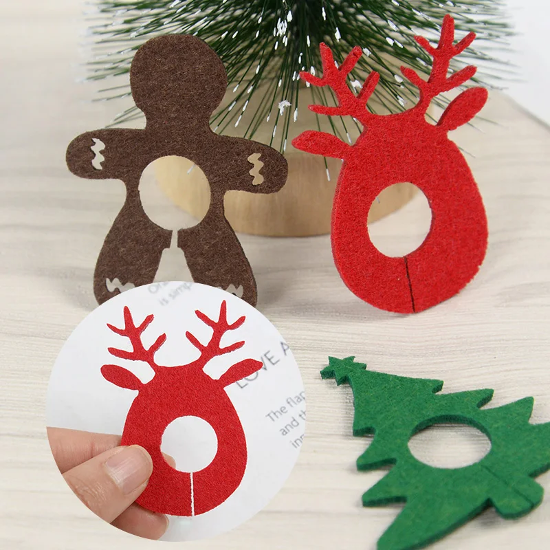 Christmas wine cup glass ring Xmas elk wine cup cards for Christmas home decorations Navidad gifts New Year party supplies 20pcs