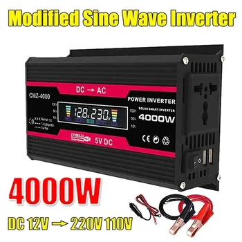 Convertitore sinusoidale modificato da 4000 W con presa universale 2 USB Display LCD intelligente Convertitore di tensione di ricarica rapida da 4,2 A