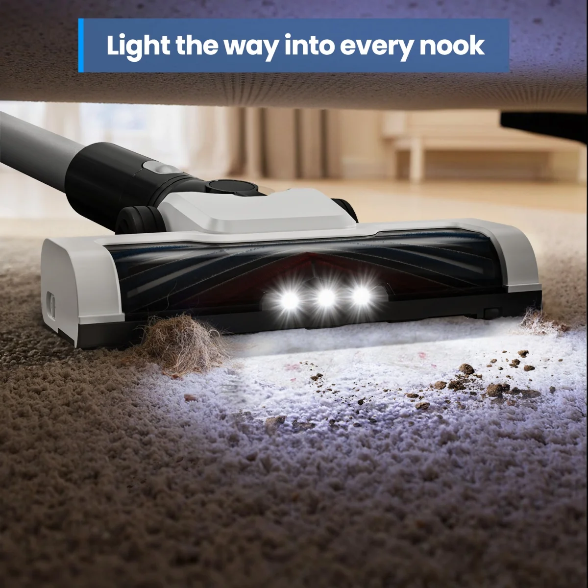 30KPA/40Mins Cordless Vacuum Cleaner, with Upgraded Green Light & Anti-Tangle Floor Brush,for Home,Carpets, Pet Hair,Hard Floor 4