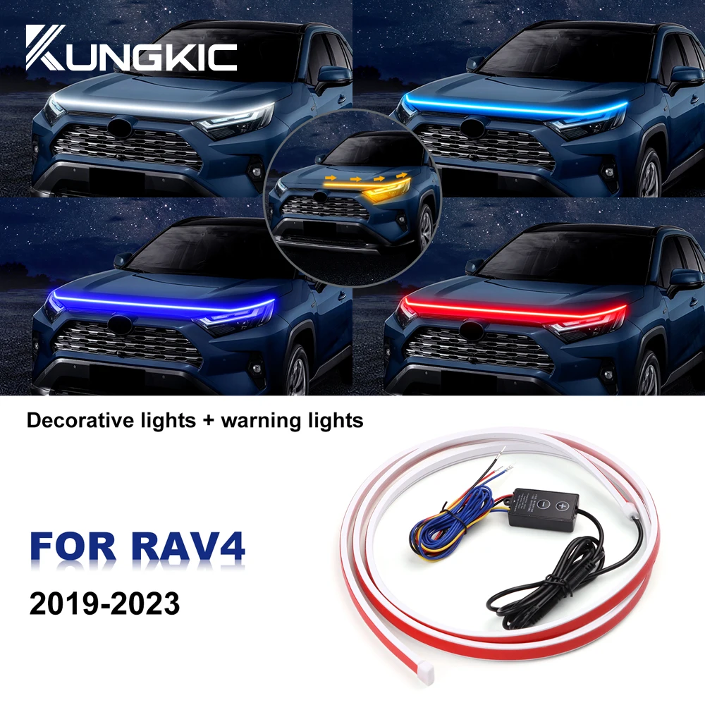 

Для Toyota RAV 4 2019-2023 Автомобильная капота, фотополоса, динамическая дневная подсветка, фотополоса DRL, поворотная фара, полоса
