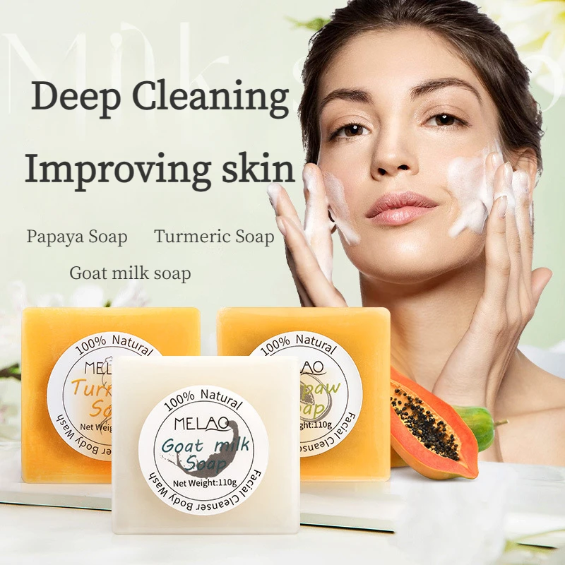 GoatMilkHandmadeSoapTurmericPapayaCleansingSoapNatural