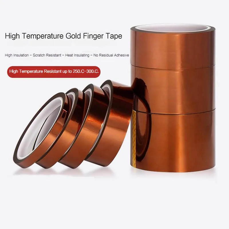 

33m Long Gold Finger High Temperature Resistant Tape Polyimide Tape Multi Size Pet Anti Static Lithium Battery Insulation Tape