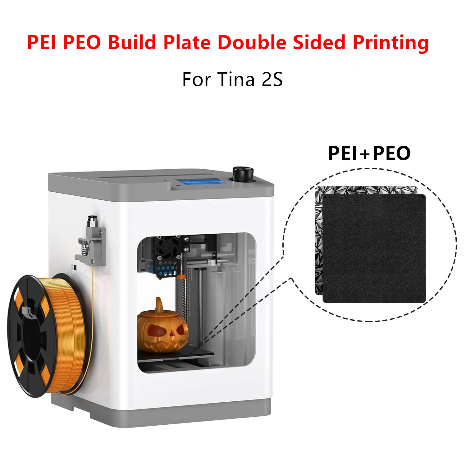 Schwarze Strukturierte PEI+Glatte PEO 120x110mm für Tina 2S Bauplatte Doppelseitig Bedruckbare Federstahlplatte Magnetisches Heizbett