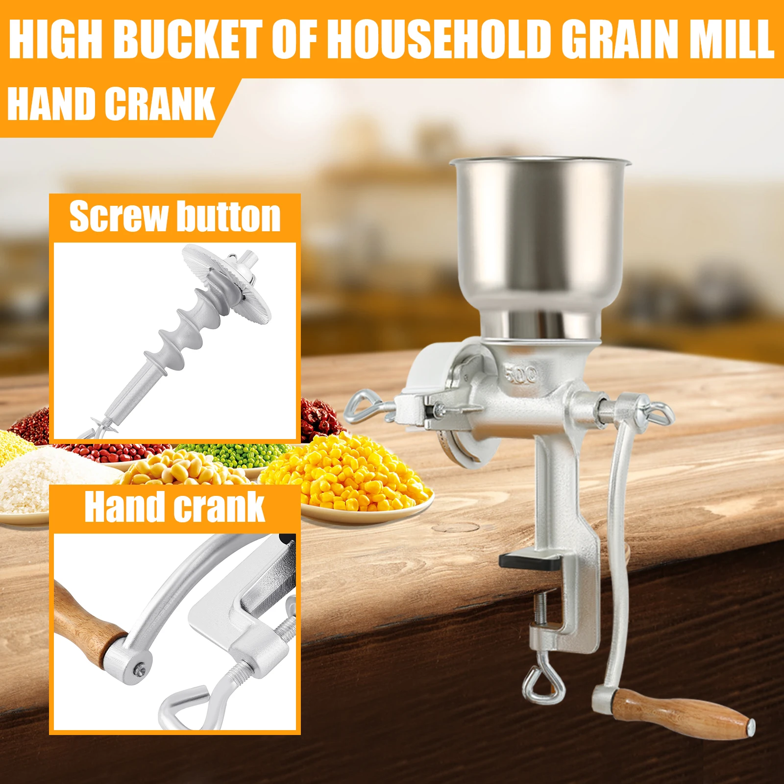 Grinder Corn Coffee Wheat Manual Hand Grains Iron Nut Mill Crank Food Oats  NEW