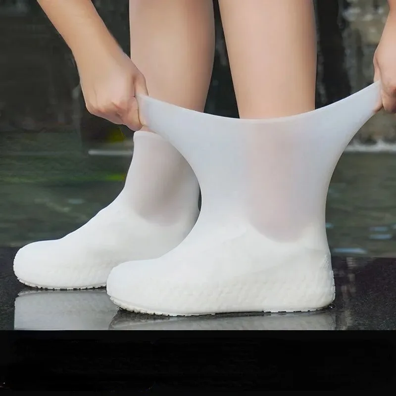 ตัวเลือกสินค้า 1คู่รองเท้าบู๊ท overshoes สำหรับการใช้งานกลางแจ้งรองเท้ากันน้ำซิลิโคนฝาครอบรองเท้าในวันฝนตกนำมาใช้ใหม่ได้ไม่ลื่นฝน