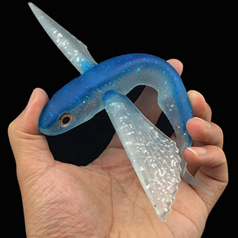 Blue/Black/Red Glitter Flying Fish Mahi Tuna Marlin Lures Yummy Flyer  64g/123g Offshore Trolling Lure Big Soft Bait With 3D Eyes