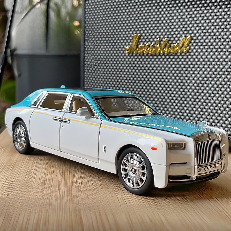 Diecast Alloy Car Model Of 1/24 Rolls Royce Phantom Toy Vehicles Boy Gift Complementi Arredo Casa In Miniatura Voiture Sound Light