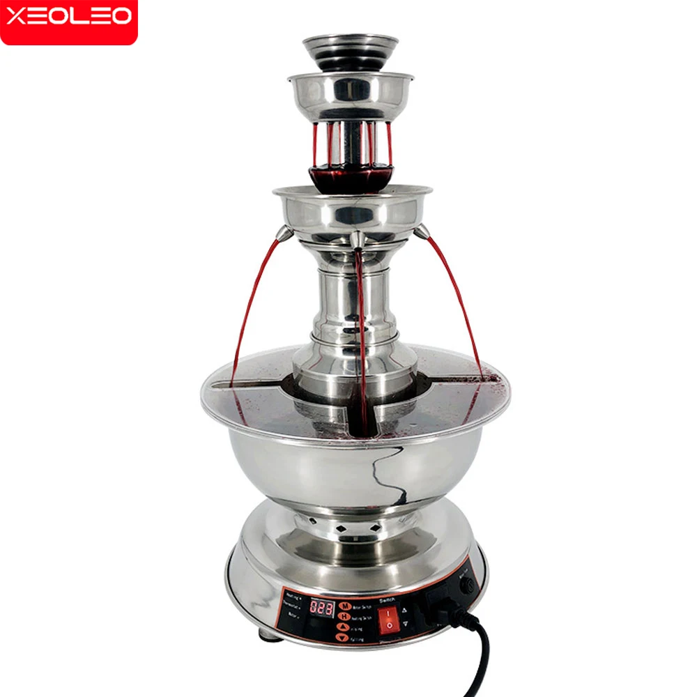 XEOLEO Red Wine Waterfall Machine Champagne/Drinks Fountain Maker 3-layer Stainless Steel Wedding Commercial Kitchen Food Cooker