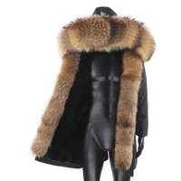 2023 Fashion Thick Warm Winter Men Jacket Long Real Rabbit Fur Coat Waterproof Man Parka Big Large Raccoon Fur Collar Detachable 1