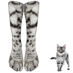 3D Simulation Animal Cat Foot Socks Unisex Funny Cotton Long Socks Fashion Leopard Tiger Harajuku Christmas Middle Tube Sock New