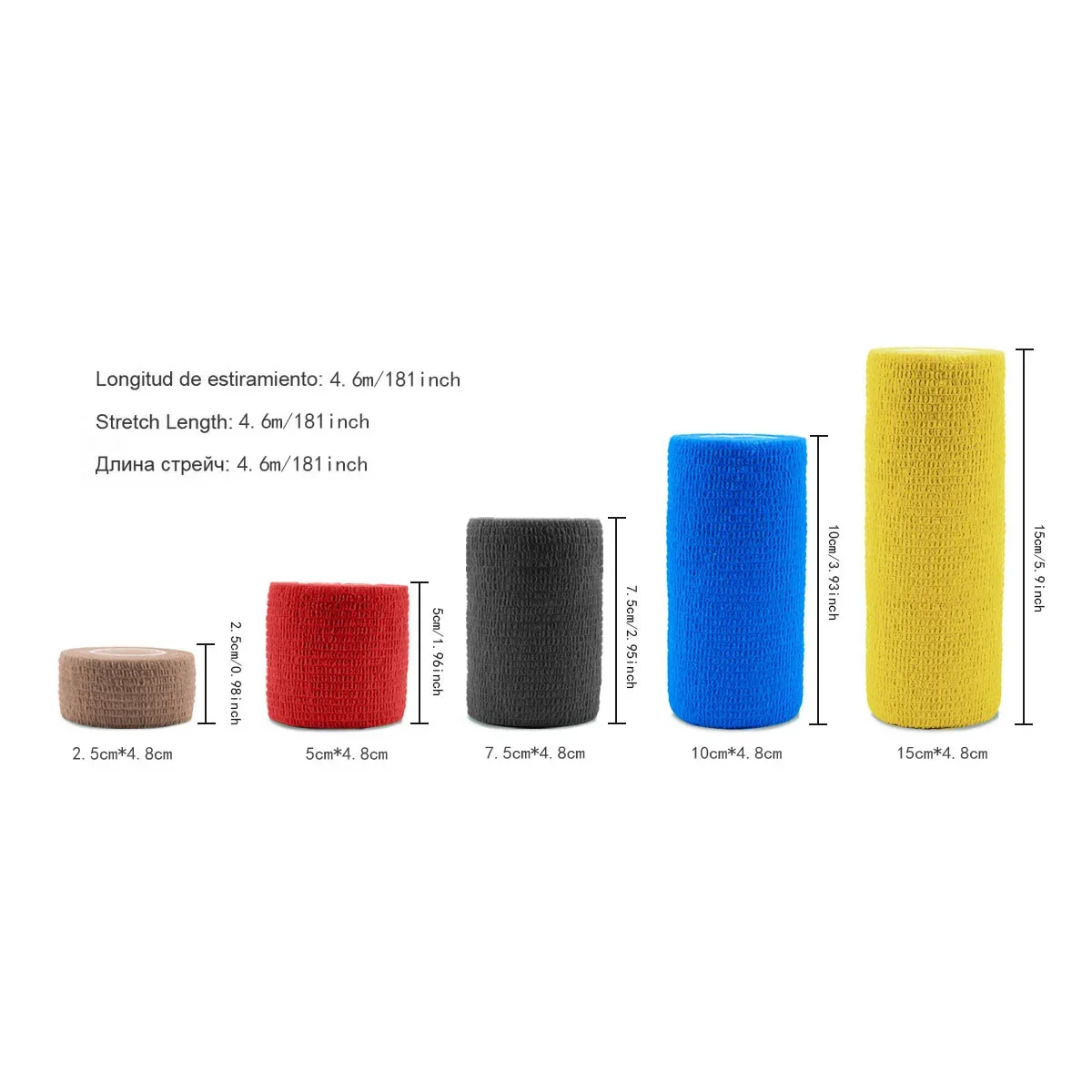 Disposable Elastic Bandage 3pcs 2.5cm&times;4.5m Orange Self Adhesive Sports Wrap Tape For Finger Joint Knee First Aid