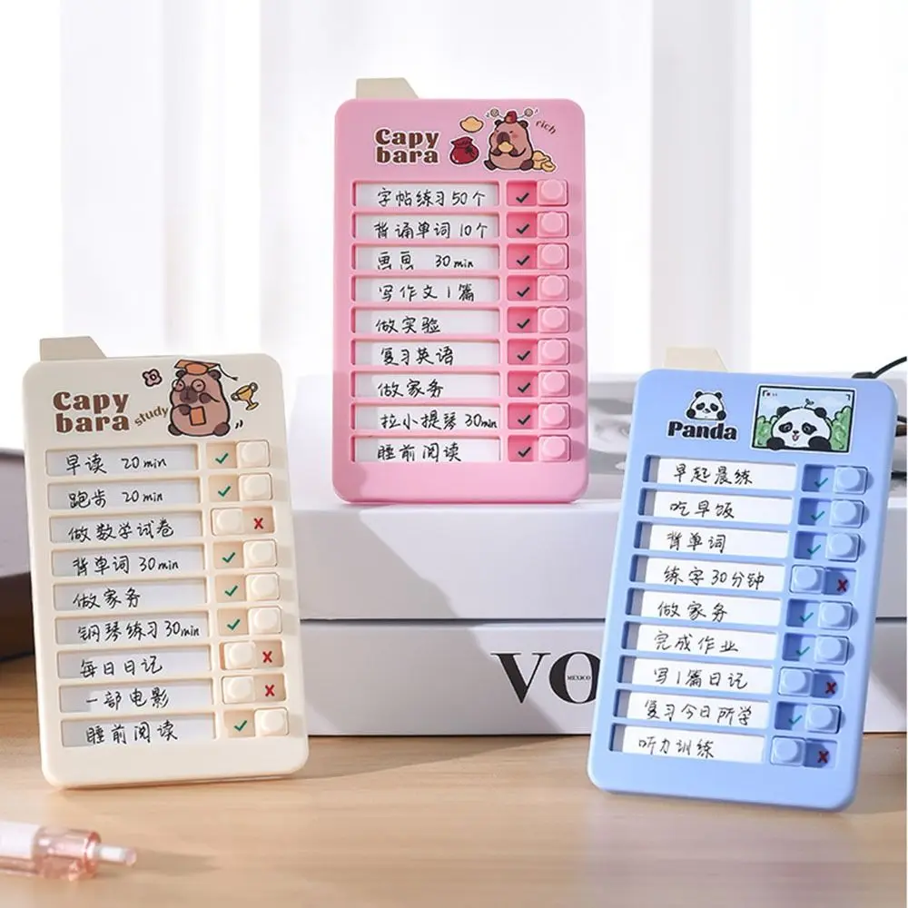 Capybara Self-discipline Punch Card Cartoon Detachable Chores Checklist Schedule Memo Plastic Efficient Learning Plan