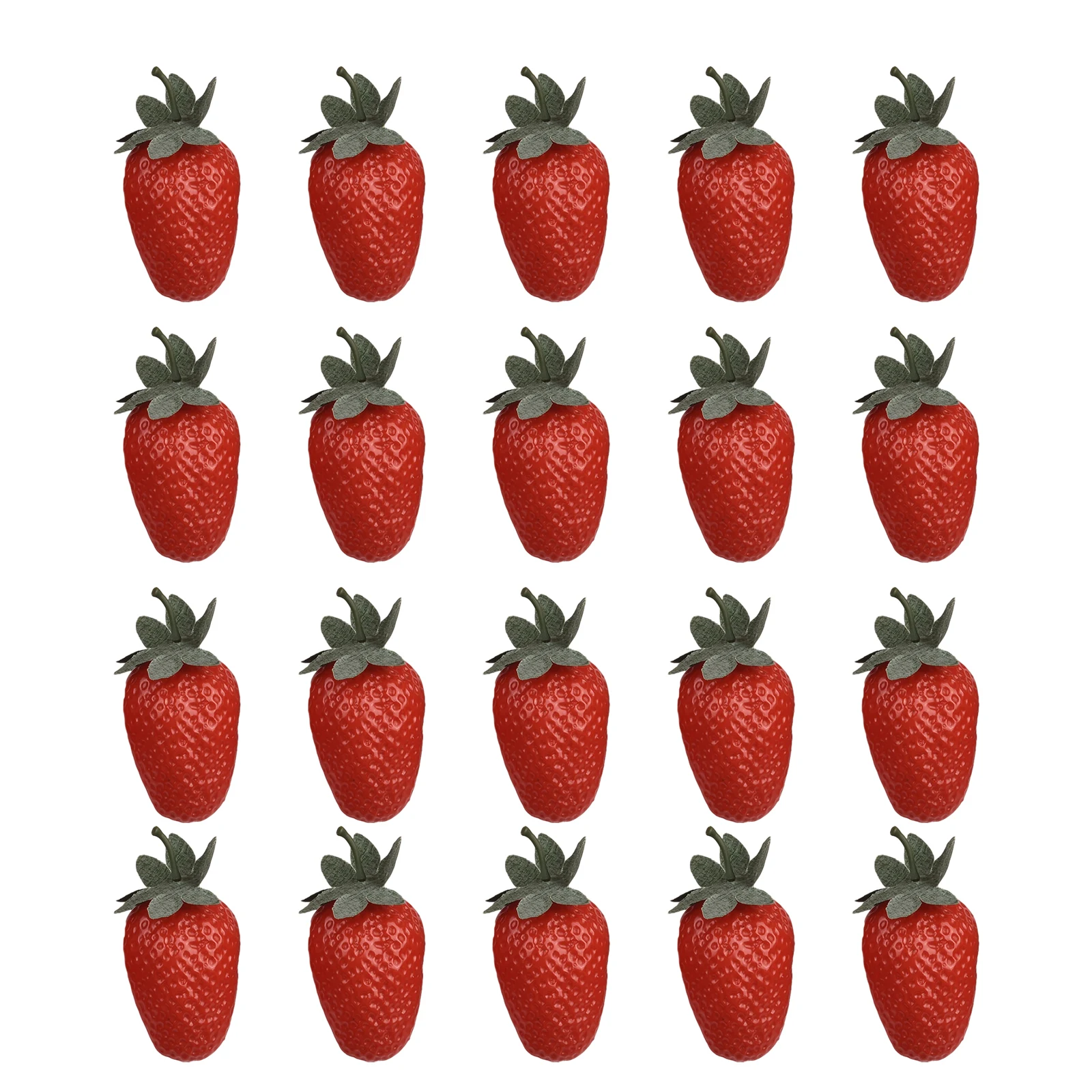 

20PCS Artificial Strawberry Mini PVC 6.5cm Lifelike Fake Fruit For Using For Home Kitchen Party Display Table Decorations