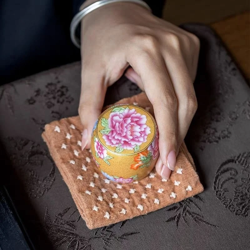 1pc Ceramic cover set vintage household enamel color kung fu tea ceremony accessories single put teapot cover bowl cover bracket