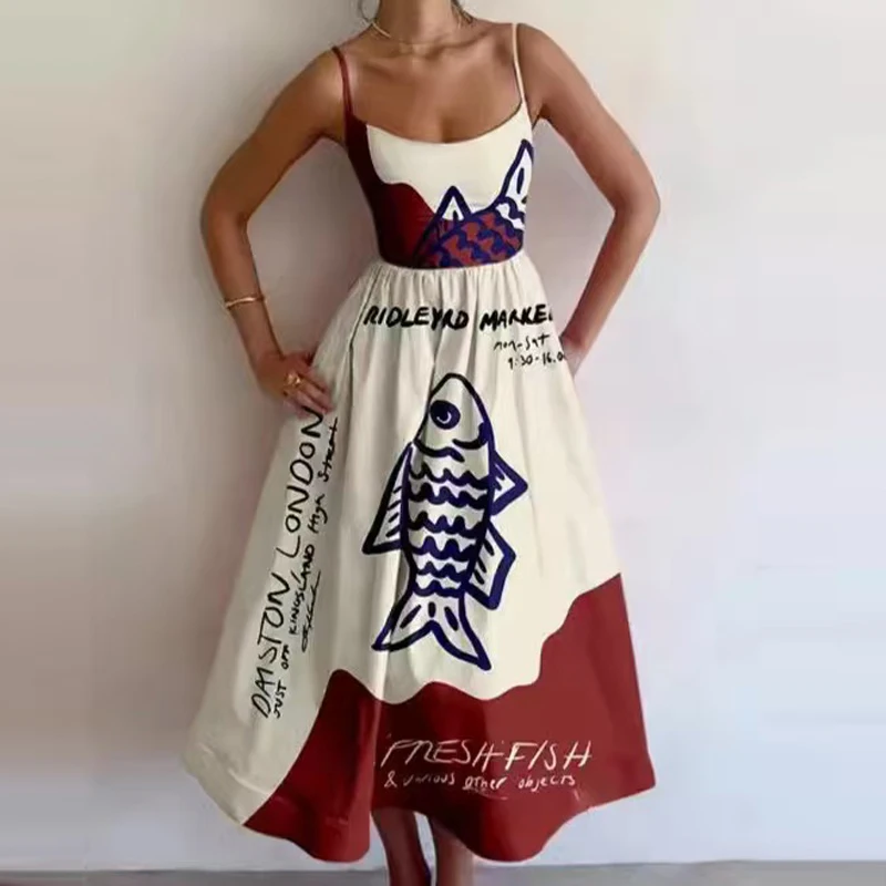 Women Summer Fashion Sexy Style Suspender Long Dress Backless A-Line Elegant Party Vacation Dresses New High Waist Evening Dress 4