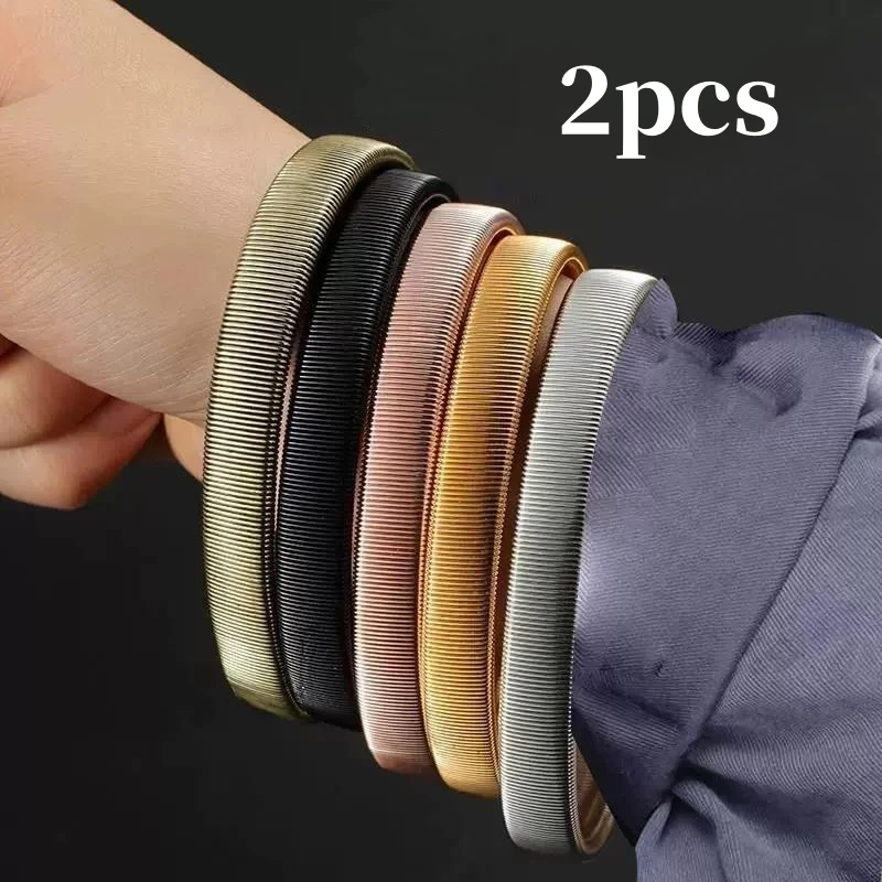 Jarretelles à manches métalliques élastiques unisexes, 2 pièces, anneaux de bras, support de manches de chemise, manchettes, accessoires pour vêtements, Bracelets pour hommes, nouveau