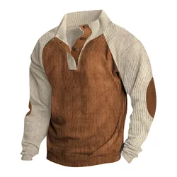 Warm Button Pullover Man Autumn Winter Male Thermal Sweatshirt Mens Tactical Sweatshirt Outdoor Stand Collar Solid Sweater Cloth