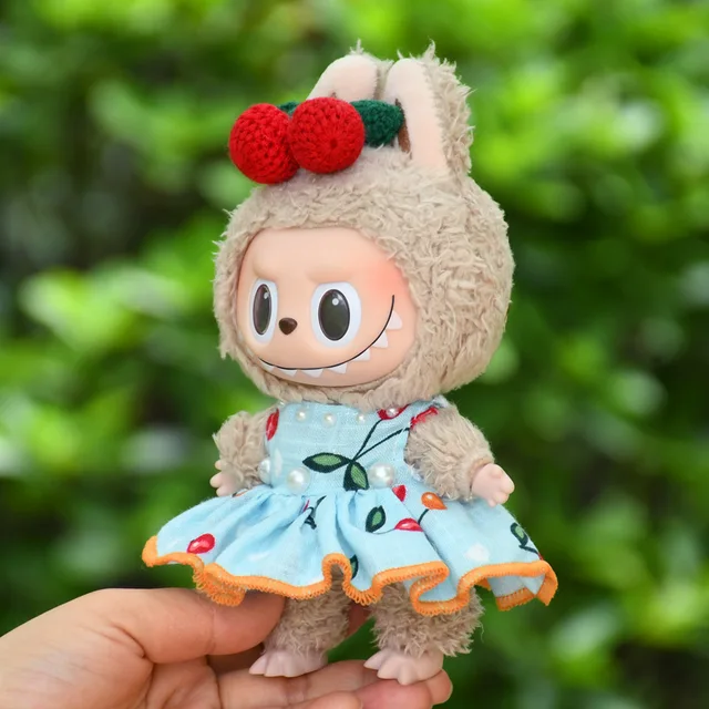 Labubu Mini Plush Doll Clothes – Cute Cherry Skirt Outfit Accessories, Perfect Kids' Gift (Only Clothes) 2