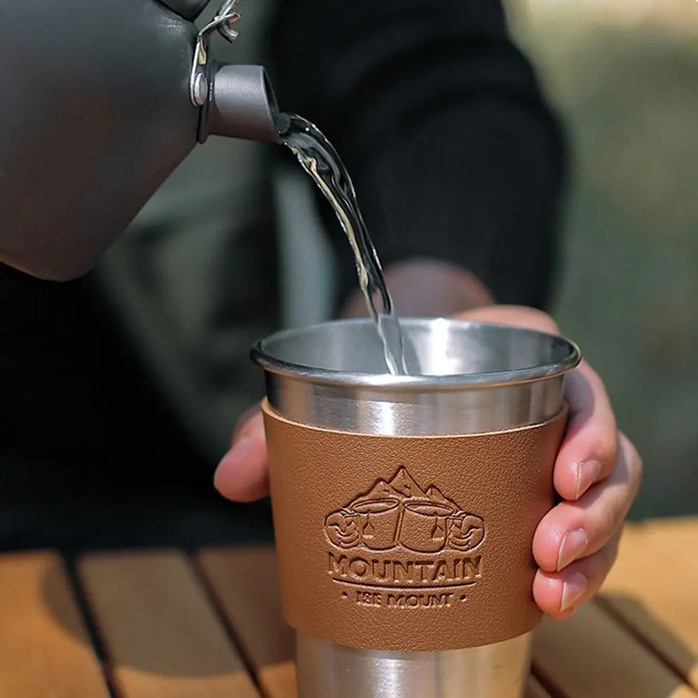 Portable Hot Resistant Heat Insulation Cover Water Cup Leather Cup Cover Stainless Steel Sleeve Sleeve Protective cup cover