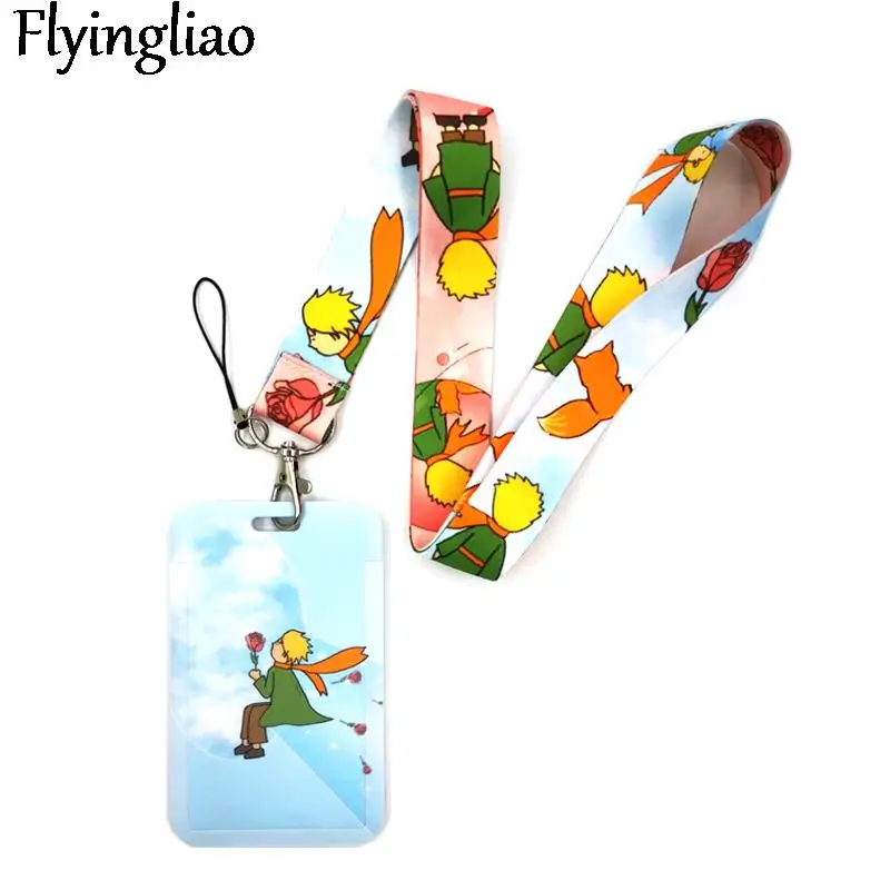 Little Prince Light blue Key lanyard Car KeyChain ID Card Pass Gym Mobile Phone Badge Kids Key Ring Holder Jewelry Decorations