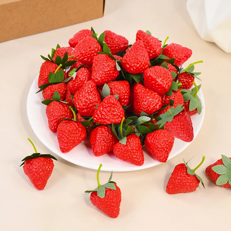 10/20Pcs Artificial Strawberries Fake Plastic Fruit for Home Kitchen Garden Decoration Photo Props Christmas Party DIY Decor