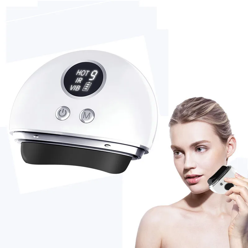 

Smart Facial Bianstone Vibration Massager Guasha Board LED Heating Therapy Scraping Plate Face Lifting Slimming Device