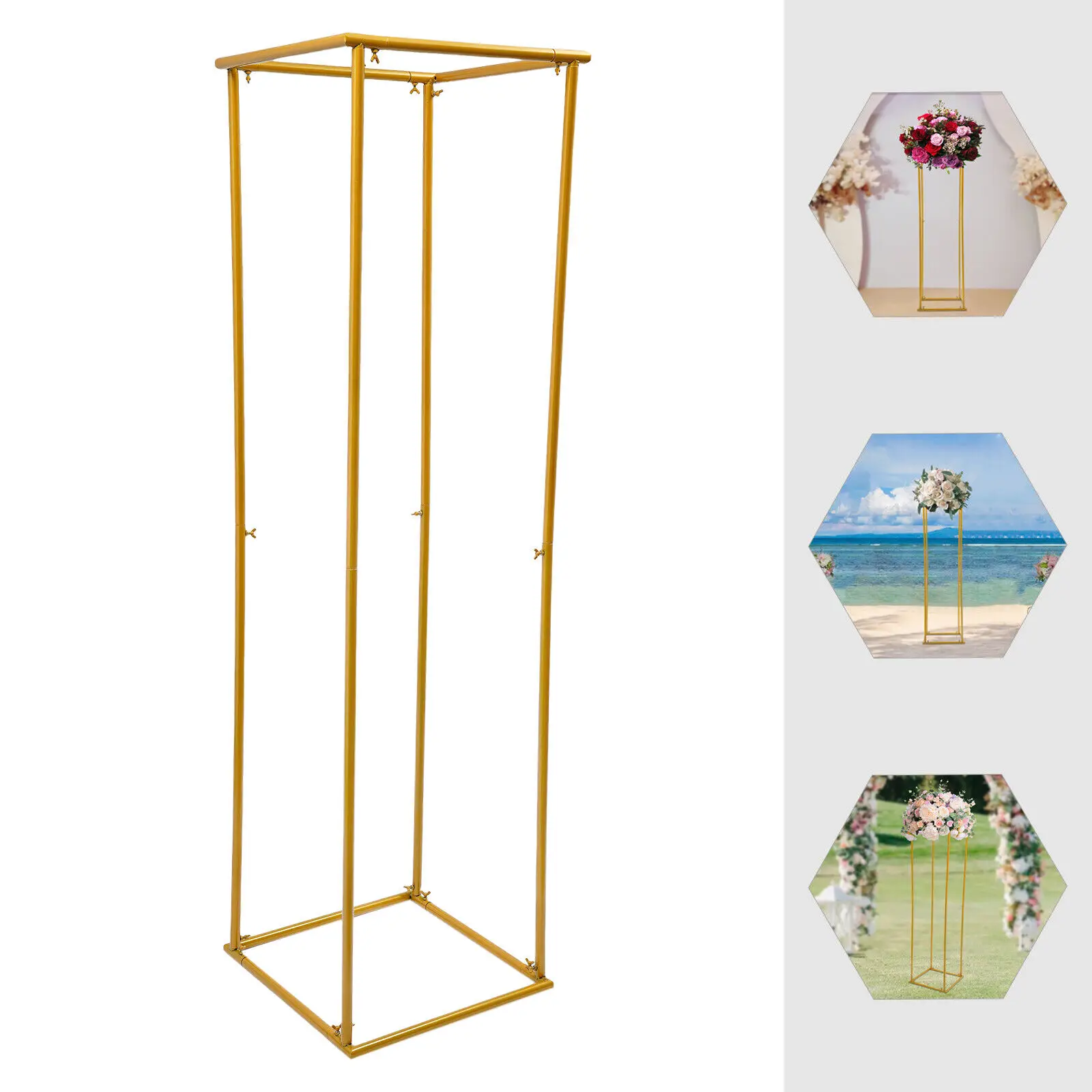 1.8M Gold Metal Flower Stand Plinth Pedestal Wedding Centerpieces Floral Display Flower Balloon Frame Party Events Decoration
