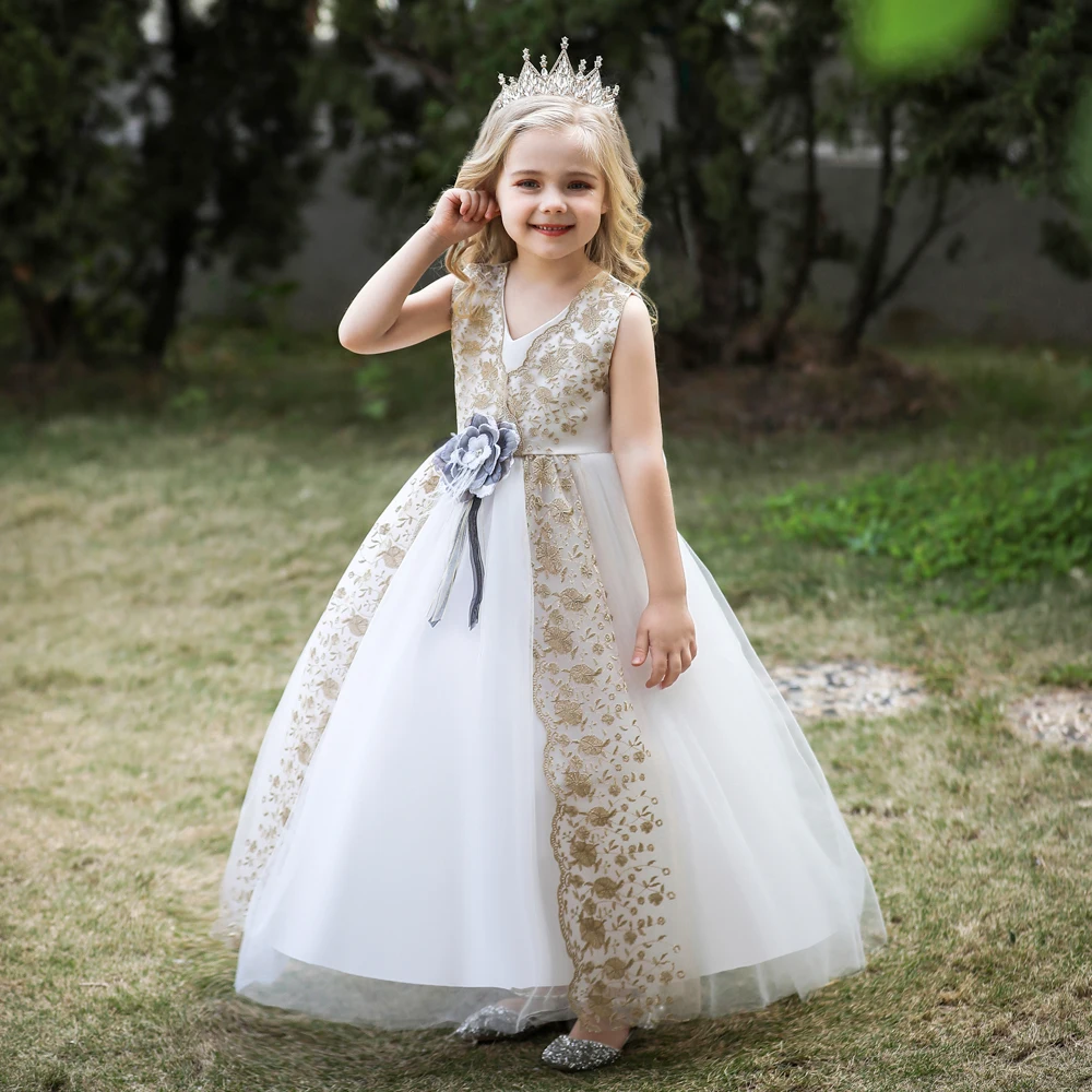 Baby Flower Girls Dress Princess Pageant Wedding Bridesmaid Birthday White Dress 