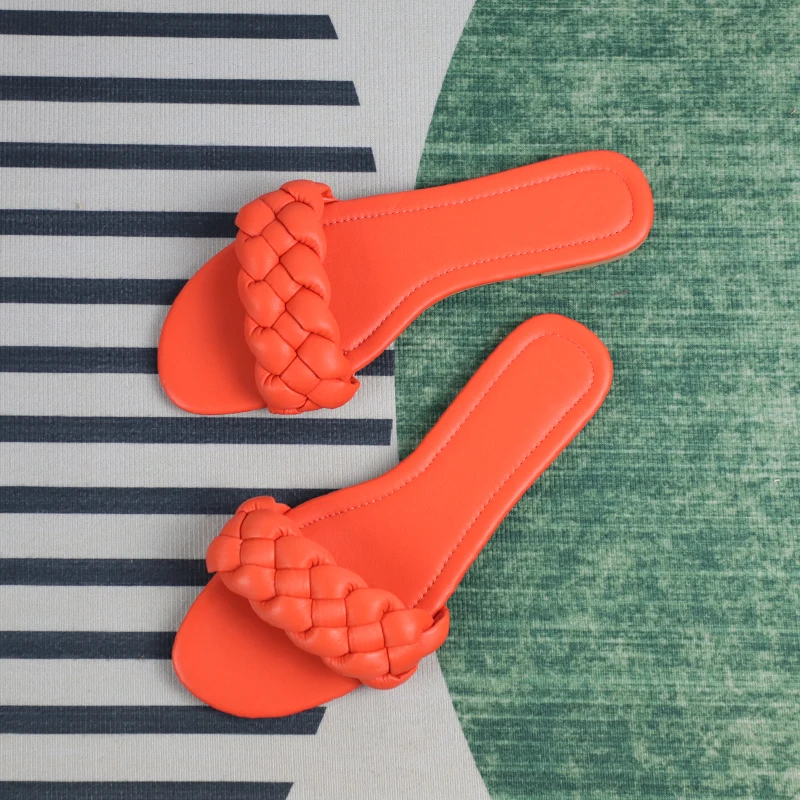 

Z Brand Design Woman sandals Shoes 2023 Summer Outside Lslides Open Toe Woven Slip on Beach Shoes Flat Heel Women's Sandals
